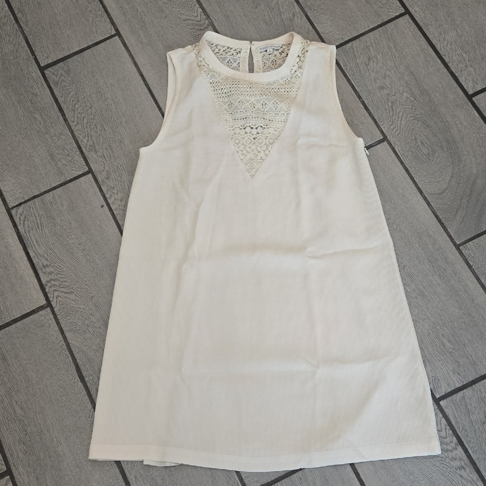 REBECCAMINKOFF Womens Lace‎ Yoke Textured A Line Dress Cream Size L